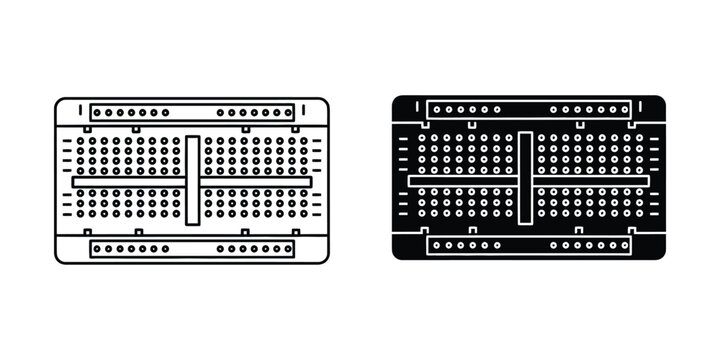Electronic breadboard circuit prototyping board with clean lines for DIY projects and educational use