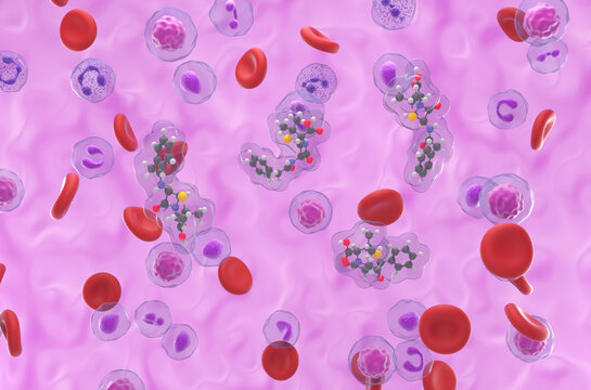 Benzylpenicillin (penicillin G) molecule - isometric view 3d illustration