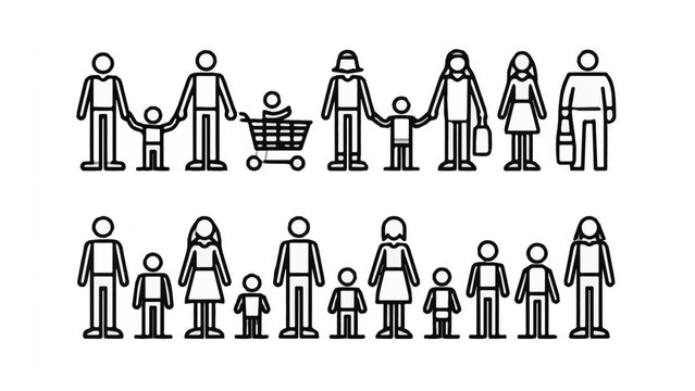 Diverse Group of People Holding Hands and Shopping Cart.