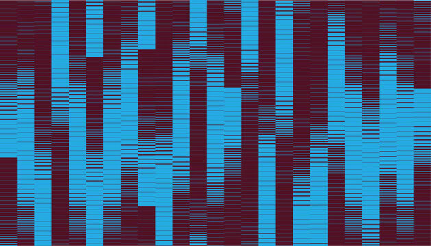 Vertical bar pattern with varying lengths teal and maroon color scheme