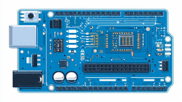 blue circuit board electronic component computer hardware technology concept