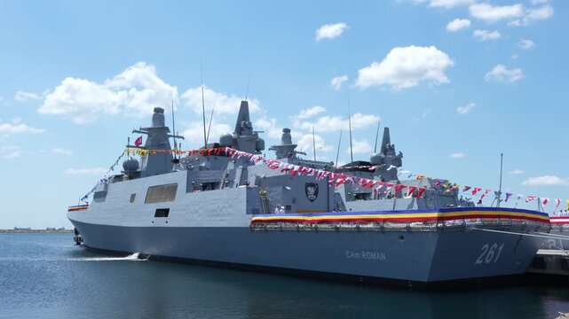 Turkey, Istanbul 20 June 2026.Romanian officials attend an official ceremony at the Port of Istanbul marking the handover of a military vessel built by the Turkish defence industry for Romania. The ev