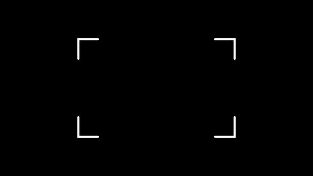 White corner target UI frame and text box animation on transparent background. Alpha channel included