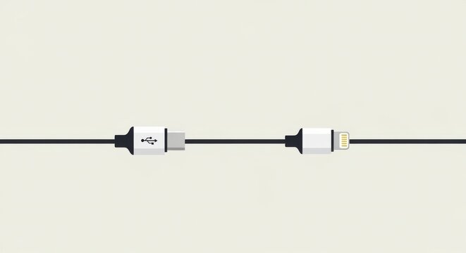 Usb type c and lightning cable connector.