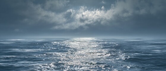 Fototapeta premium Ocean view with cloudy sky and sunlight