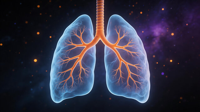 Human lungs with bronchial tree