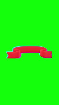 Ribbon Banner animated on green screen background, vertical video.