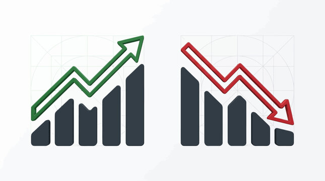 Business graph shows growth and decline trends