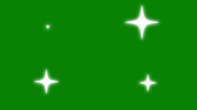 Twinkle Stars with Glitter Sparkle and Soft Glow Effect. shining light vector elements. 2D light glitter trail animation on green screen background. Glitter sparkle animated,Sparkling twinkle stars.