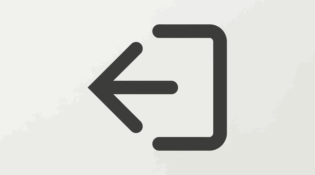 An illustration of a black left arrow pointing inside a rounded rectangle on a grey background.