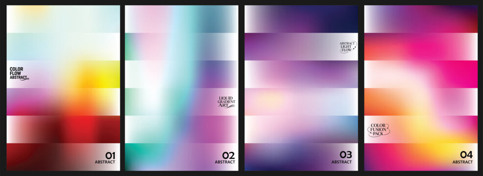 Vibrant abstract color palette pack with gradient flow designs
