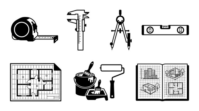 Construction tools and architecture.