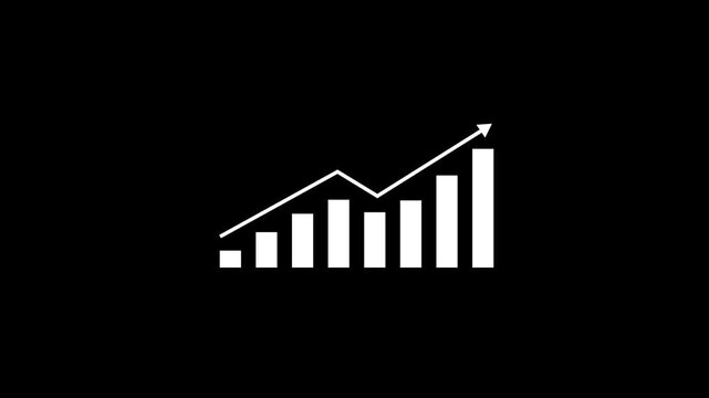 Motion animated footage. Statistics bars columns growth, arrow up. Finance, Bar graph going up, Profit concept, positive increase chart. Motion graphics of business graph concept