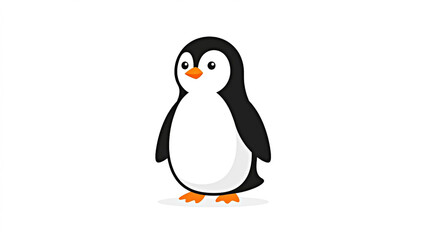 Cute penguin standing flat vector illustration isolated © Vector4U