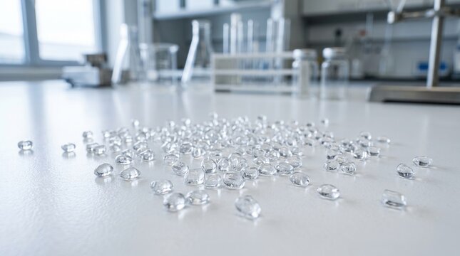Clear Plastic Pellets in Laboratory