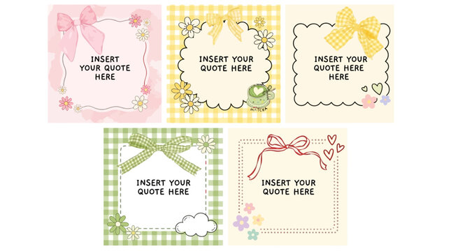 Set of ten elegant minimalist social media post templates featuring modern square quote frames and border layouts for digital marketing branding and motivational content creation design