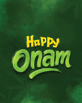 Happy Onam Typography Vector Design, Onam Festival Kerala
