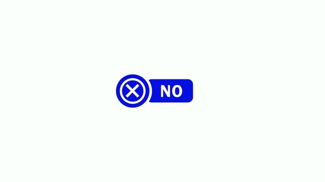 Cross decline sign with no text animation on white background. Decision making and choices no symbol. Cross x symbol with no text animation with alpha channel