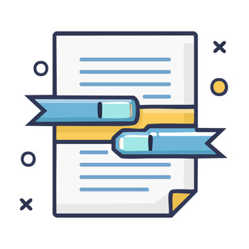 Flat design icon of a document with a ribbon