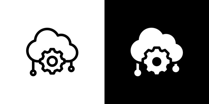 API Cloud Network Setup icon concept with flat Black White Background. Vector illustration.