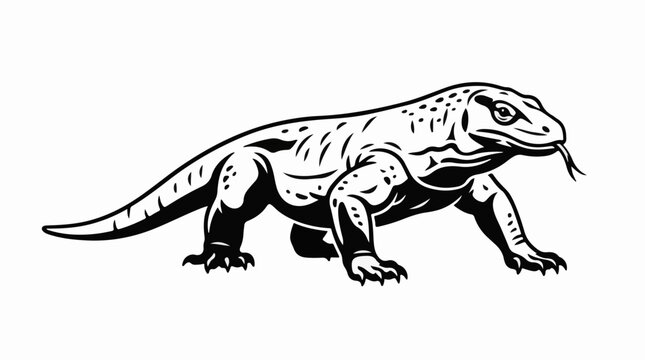 A black and white illustration of a lizard-like creature