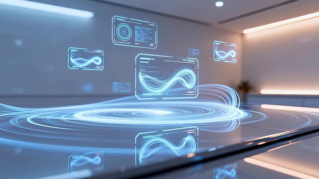 Futuristic digital interface with glowing elements