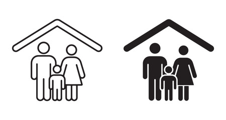 Family under a house roof icon set Vector, illustration © Jrdesign0