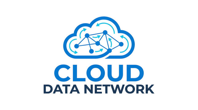 Cloud data network typography vector logo design
