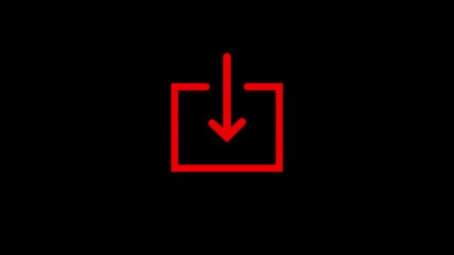 Minimalist red download animation on black background, for digital interface, button,4k video.