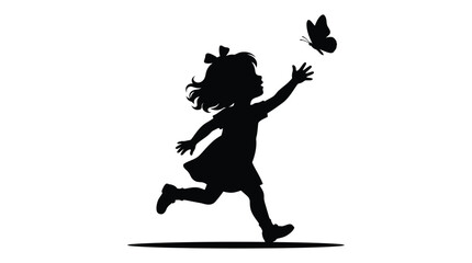 Child Running After Butterfly Black Silhouette kid © Vector Genesis