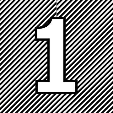 Number one symbol on striped graphic background