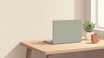 Fototapeta premium Minimal home office vector illustration