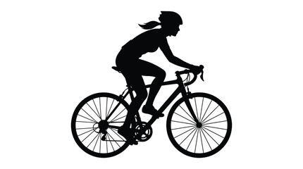 Fototapeta premium Cyclist Riding A Road Bike Black Silhouette