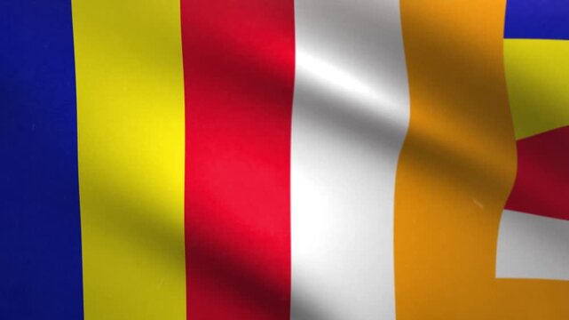 Buddhist Flag Waving Seamless Loop