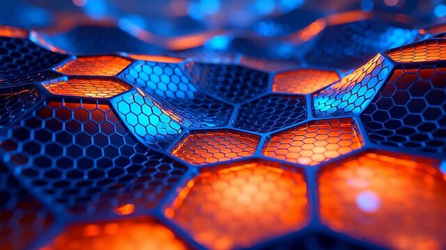 Hexagonal pattern with glowing cells
