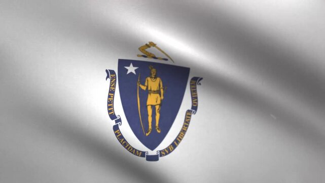 Massachusetts State Flag Waving Seamless Loop