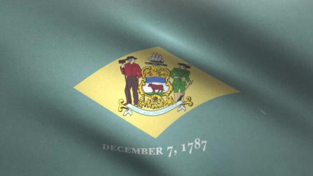 Delaware State Flag Waving Seamless Loop