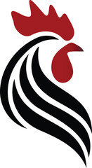 Stylized rooster head with red comb and wattle on white background © Vector Asif Art