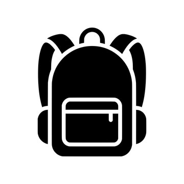 Masterpiece Backpack icon featuring a school backpack combined with a graduation cap, books, pencil, and learning badge in a harmonious design. Premium black and white vector emblem ideal for schools,