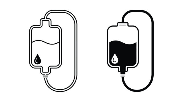 Blood Transfusion Icon Design Featuring Blood Bag Donor Drop Medical Infusion Healthcare Treatment Hospital Emergency Care Vector Illustration