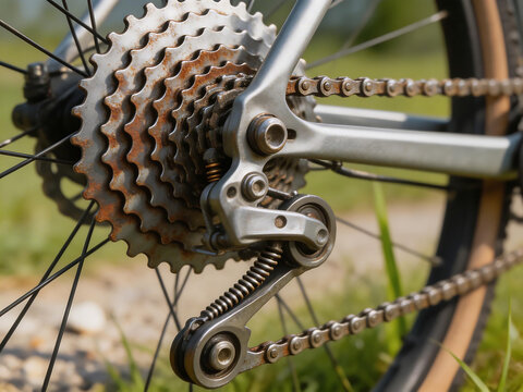 Closeup of bicycle gear mechanism