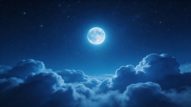 Night sky with full moon and clouds