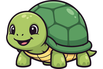 Obraz premium Smiling cute turtle cartoon character illustration with tortoise character wildlife illustration isolated background