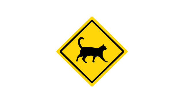Cat Crossing Traffic Sign Vector
