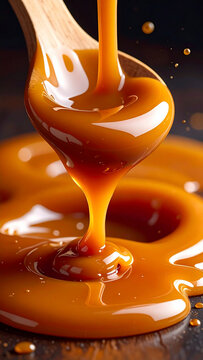 Caramelo l?quido caindo da colher