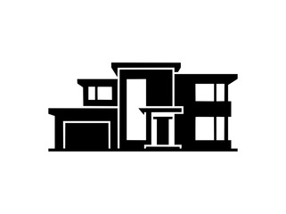 Fototapeta premium Modern Contemporary House Silhouette Vector Icon for Real Estate Design