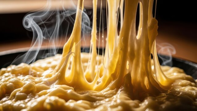 Queijo derretido borbulhando
