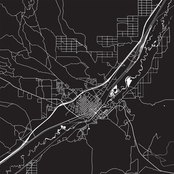 Elko Nevada Vector Map, Detailed City Street Map Black and White Minimalist Line Art