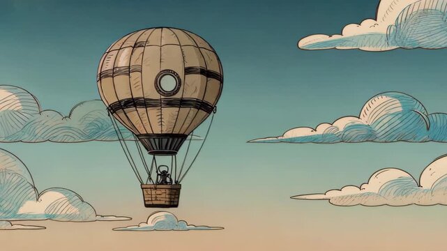 Cartoon style hot air balloon flight scene hot air balloon flight