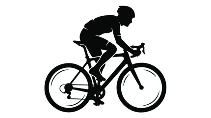 Fototapeta premium Cyclist riding bicycle silhouette black sporty athlete exercising outdoors fitness activity